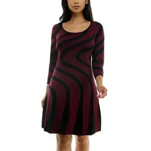 Women's‎ Nina Leonard A-Line Jacquard Sweater Dress Small NWOT